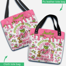 Load image into Gallery viewer, Personalized Grinchy On The Inside Tote Bag Custom Name Gift
