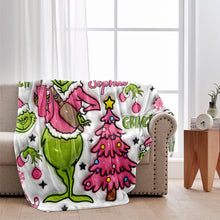 Load image into Gallery viewer, Personalized Snowflakes Grinch Blanket Custom Name Gift for Christmas
