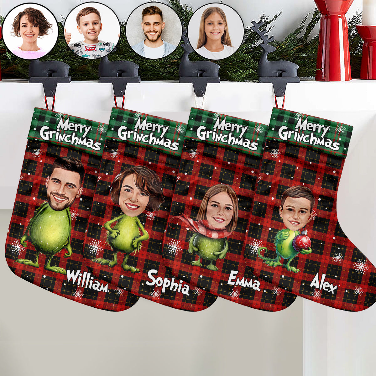 Personalized Merry Grinchmas Christmas Stockings with Custom Names