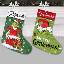 Load image into Gallery viewer, Personalized Grinch Christmas Stocking Custom Name Holiday Decor
