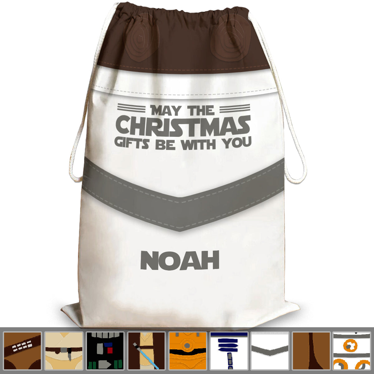 Personalized Christmas Drawstring Tote Bag Custom Name Gift