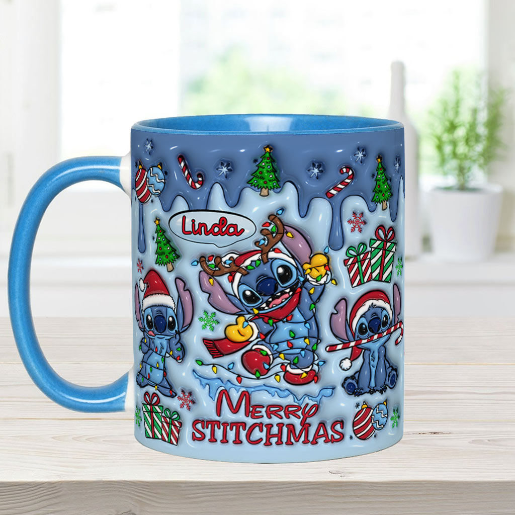 Personalized Merry Stitchmas Ohana Accent Mug Gift for Mom