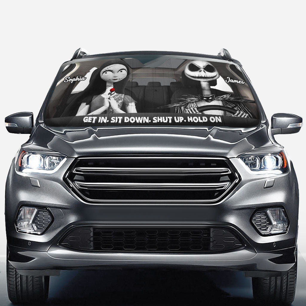 Personalized Nightmare Car Sunshade Custom Names Gift for Couple
