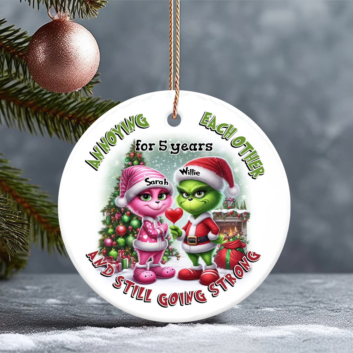 Personalized Ceramic Christmas Ornament Annoying Each Other Gift for Couple