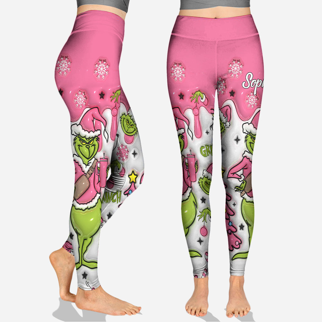 Personalized Pink Snowflakes Hoodie & Leggings Custom Name Gift for Her