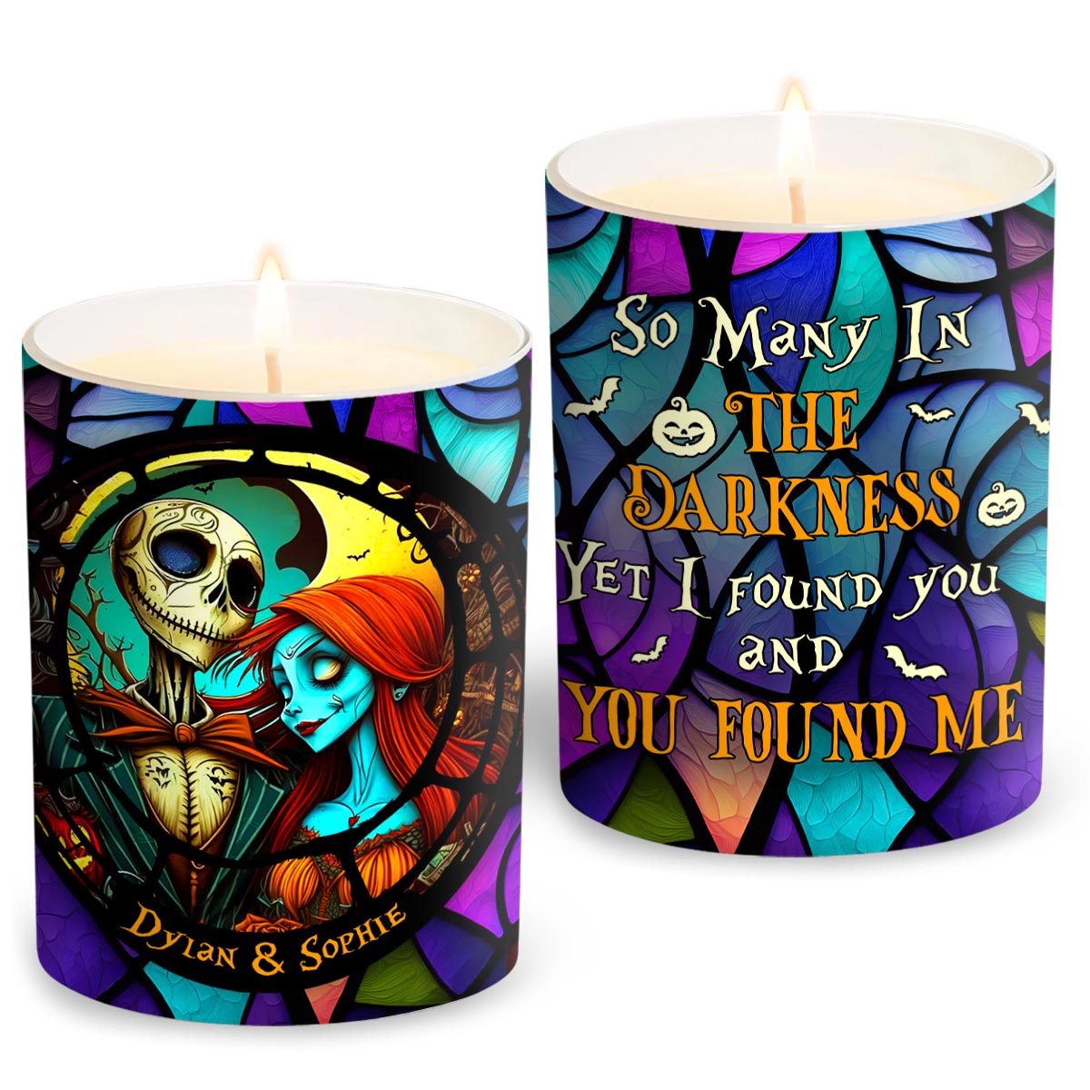 Personalized Nightmare Candle with Custom Names Wooden Lid Gift for Couples