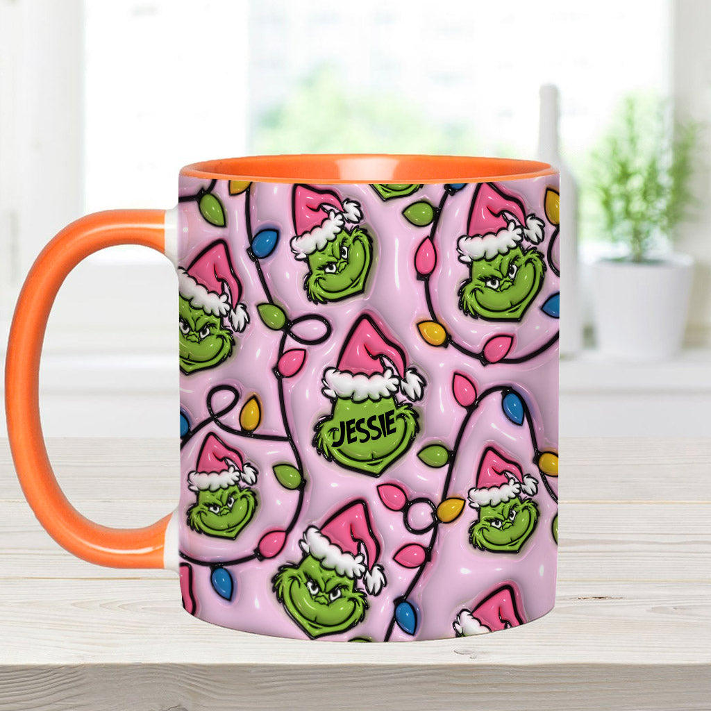 Personalized Christmas Accent Mug with Grinch Design for Kids