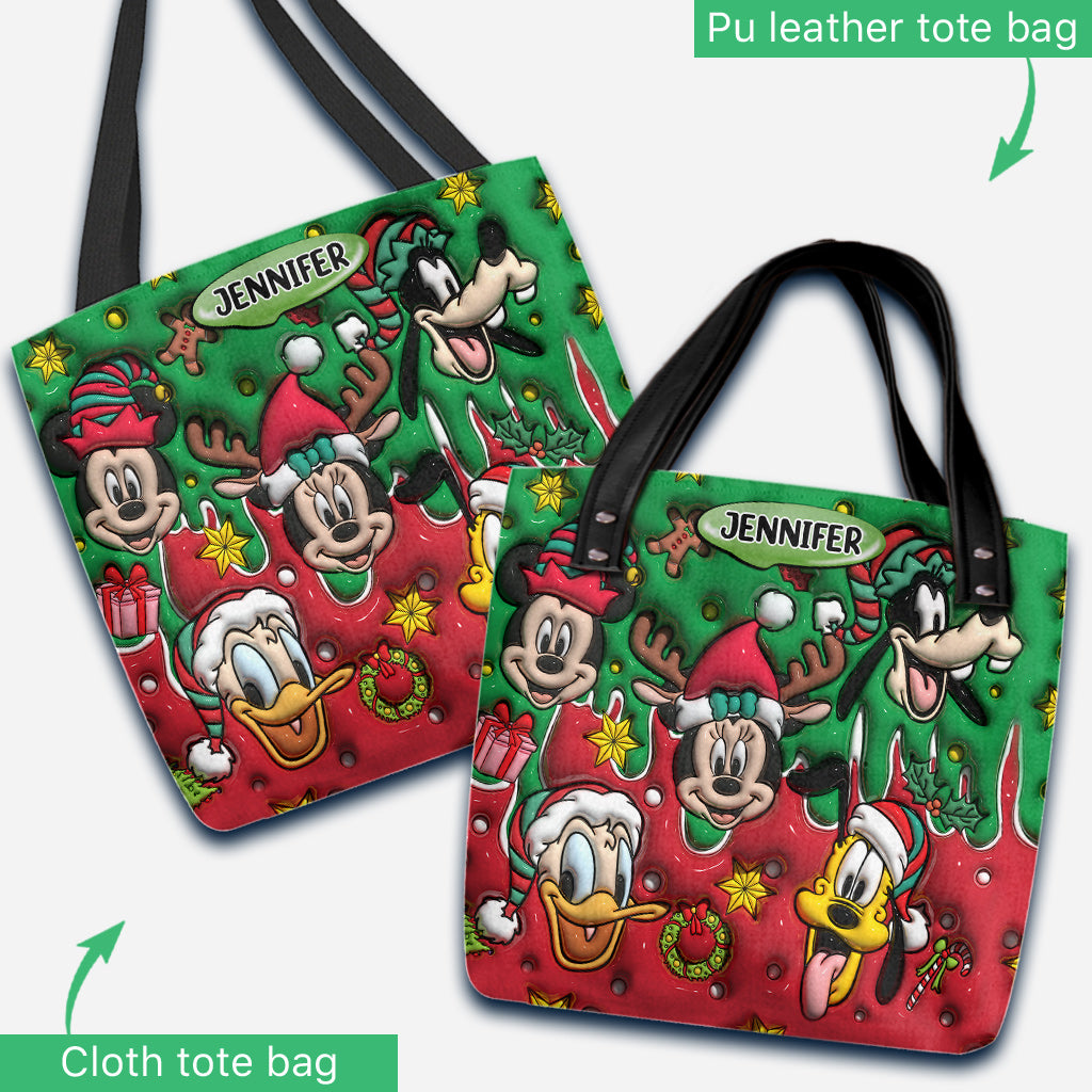 Personalized Christmas Mouse Tote Bag with Custom Name