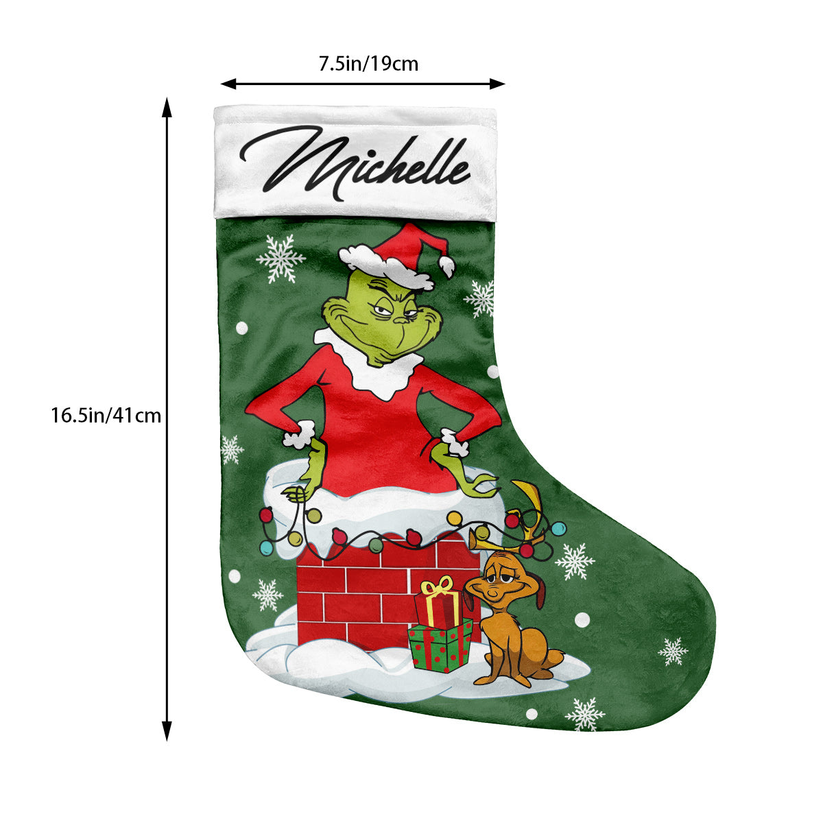 Personalized Grinch Christmas Stocking Custom Name Holiday Decor