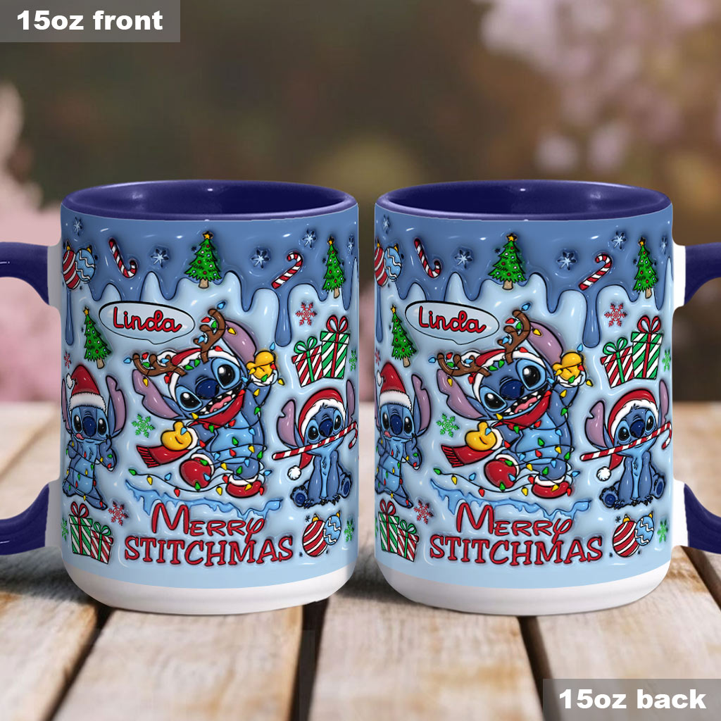 Personalized Merry Stitchmas Ohana Accent Mug Gift for Mom