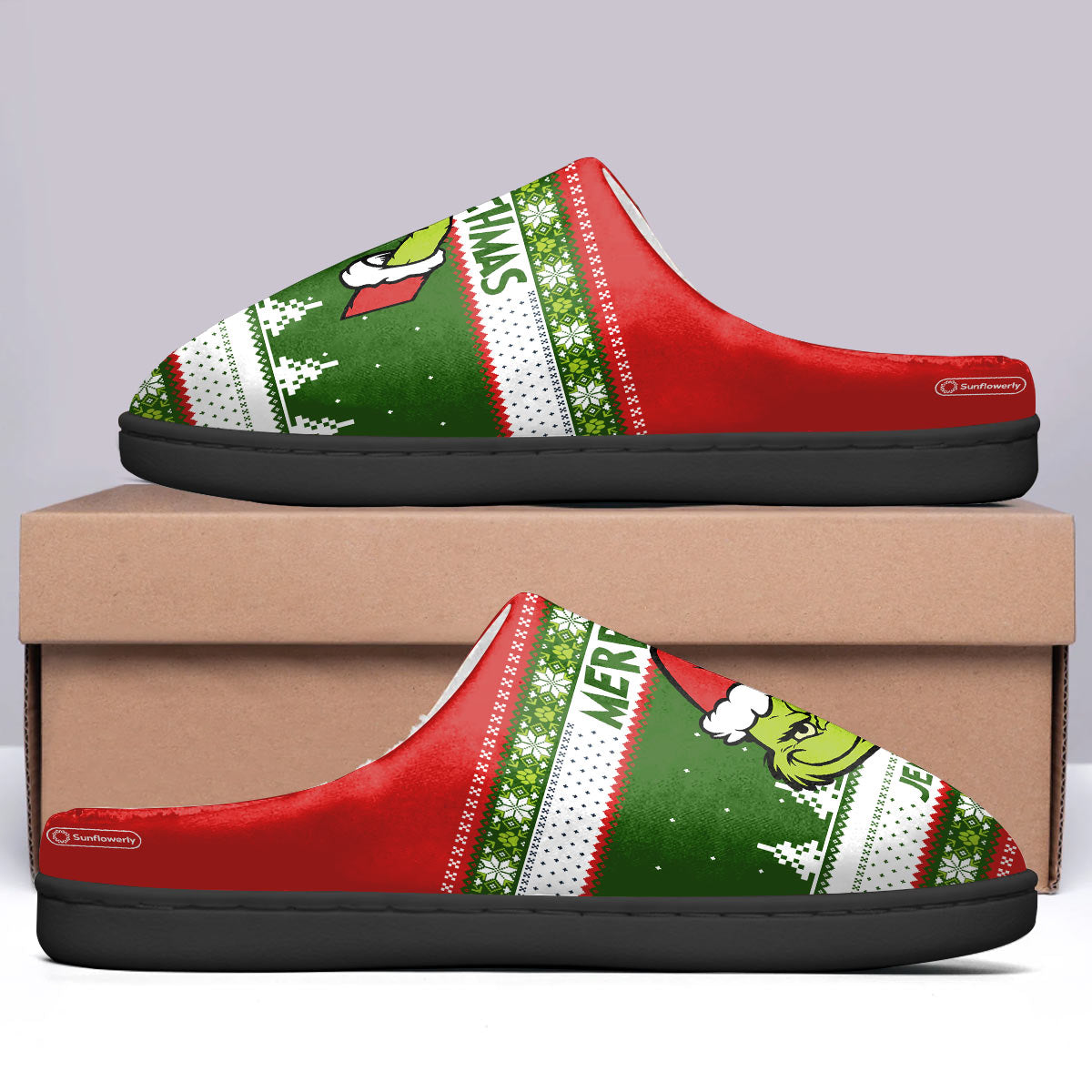 Personalized Merry Grinchmas Slippers Gift for Christmas
