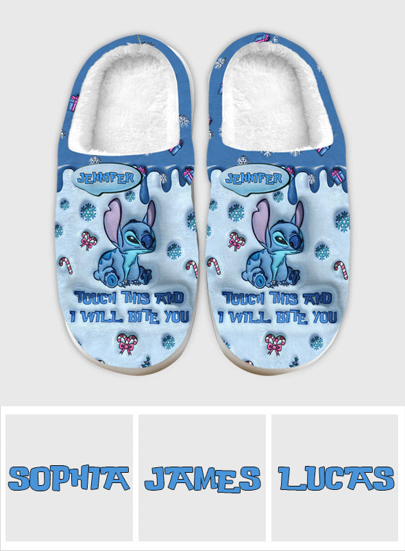 Personalized Ohana Slippers Touch This And I'll Bite You Gift