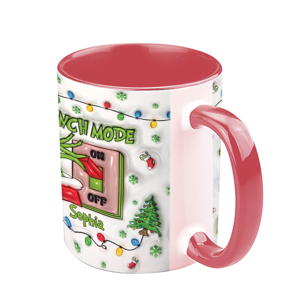 Personalized Grinch Mode Accent Mug Custom Name Holiday Gift