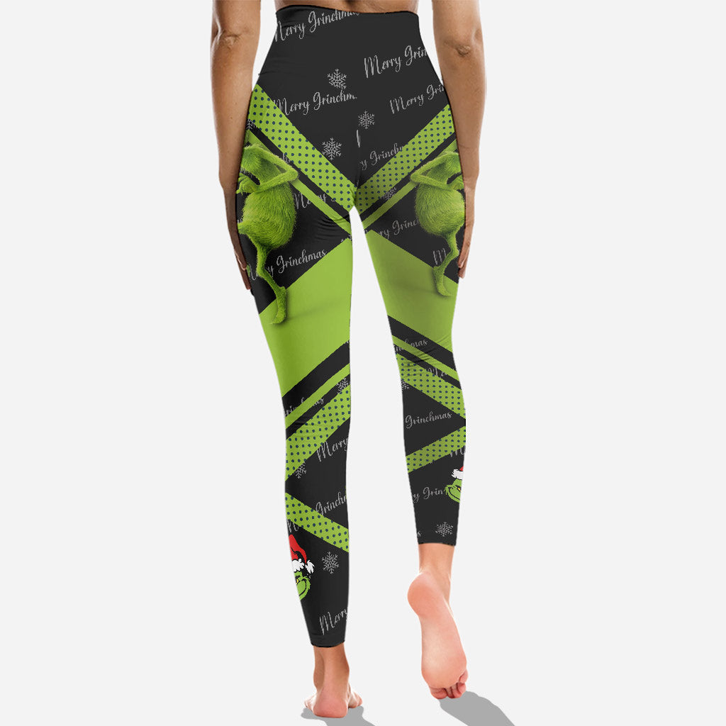 Personalized Grinch Hoodie and Leggings Custom Name Gift for Christmas