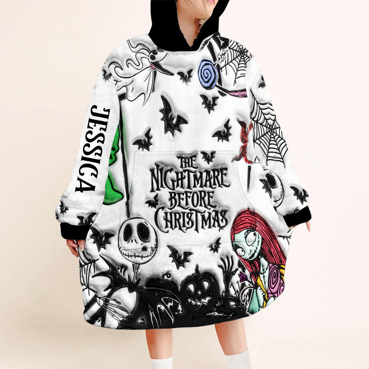 Personalized Nightmare Blanket Hoodie Custom Name Gift for Halloween