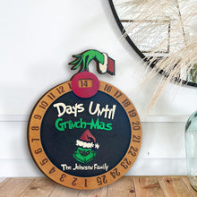 Load image into Gallery viewer, Personalized Grinch Christmas Countdown Sign for Family
