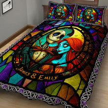 Load image into Gallery viewer, Personalized Nightmare Quilt Set Custom Name for Couples Halloween Gift
