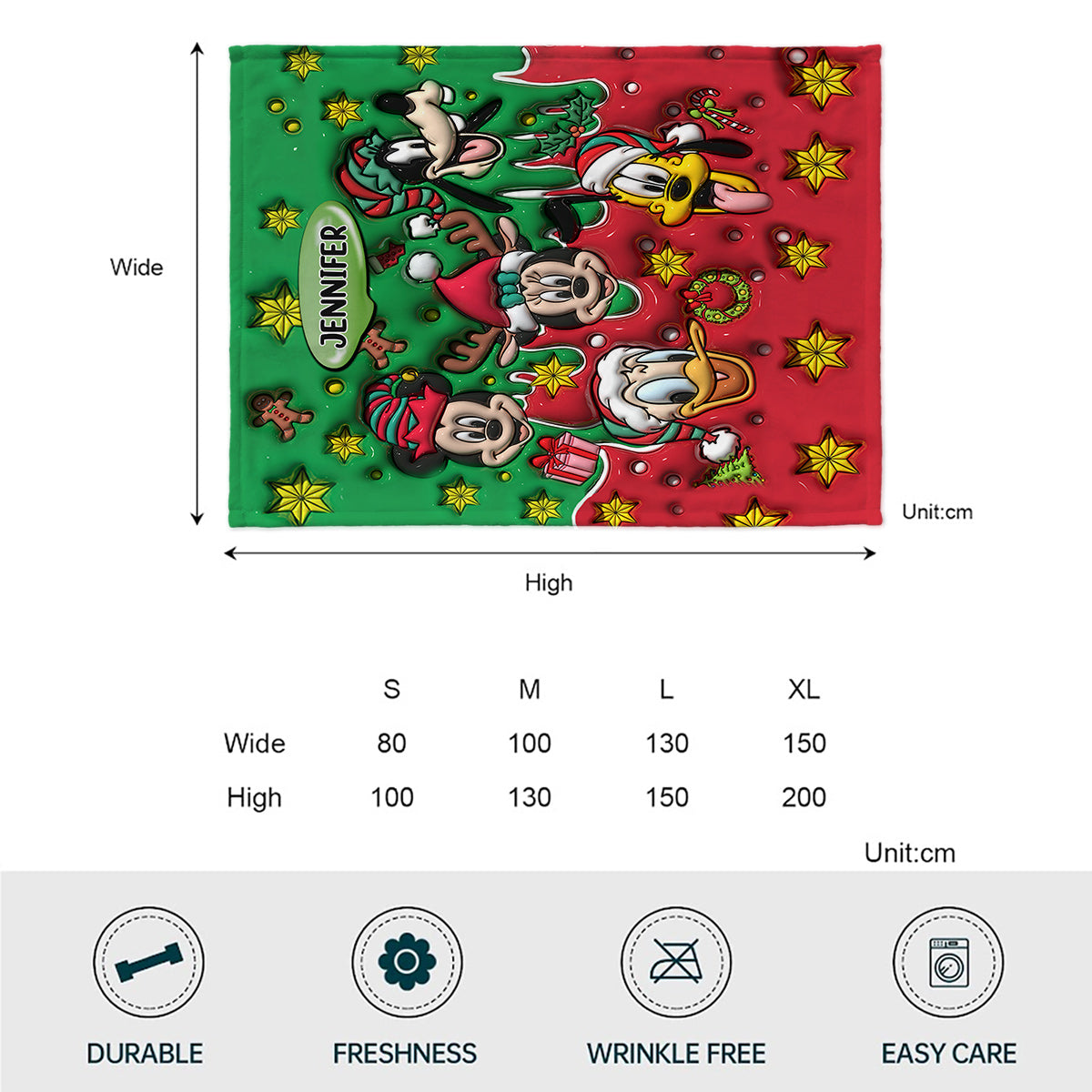 Personalized Christmas Mouse Blanket Custom Name Gift
