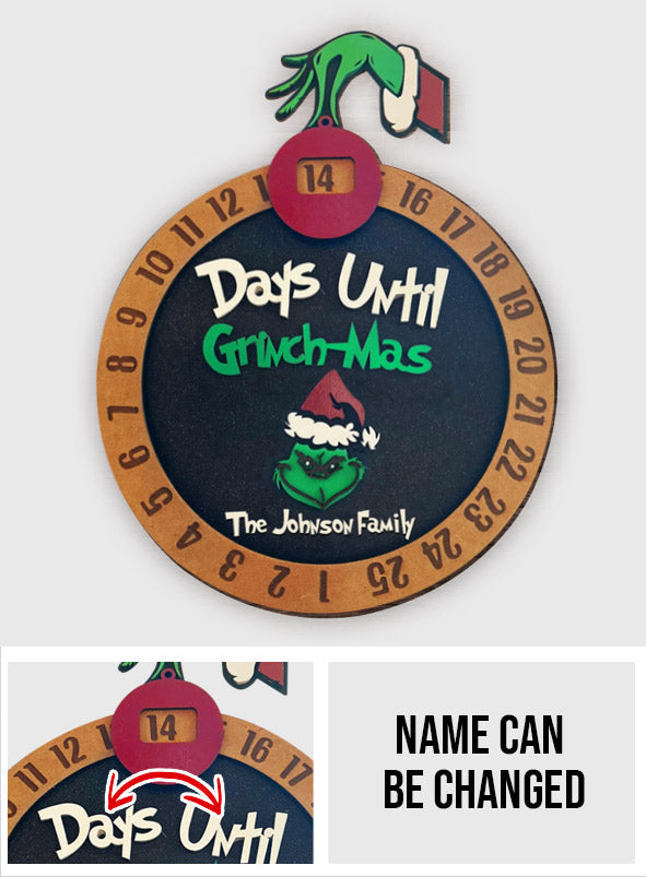 Personalized Grinch Christmas Countdown Sign for Family