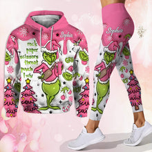 Load image into Gallery viewer, Personalized Grinch Hoodie and Leggings Set for Christmas | Custom Name Gift

