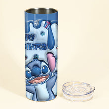 Load image into Gallery viewer, Personalized Merry Stitchmas Skinny Tumbler Custom Gift for Christmas
