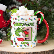 Load image into Gallery viewer, Personalized Grinch Mode Accent Mug Custom Name Holiday Gift
