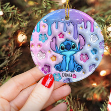 Load image into Gallery viewer, Personalized Ohana Ceramic Circle Ornament for Family Gift
