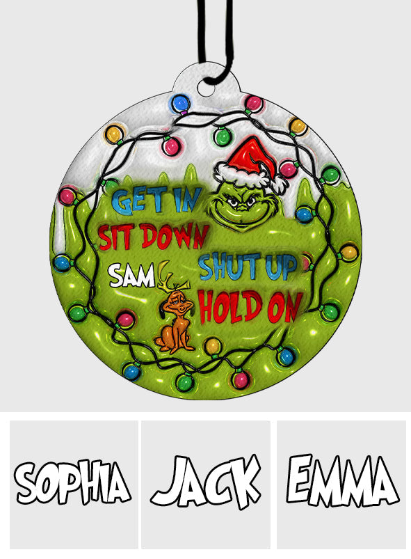 Personalized Grinch Circle Air Freshener Custom Name Gift for Christmas