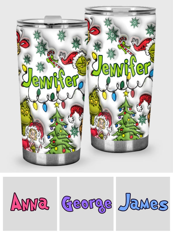 Personalized Grinch Tumbler with Name Custom Christmas Gift