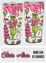 Load image into Gallery viewer, Personalized Stainless Steel Grinch Tumbler with Name for Christmas

