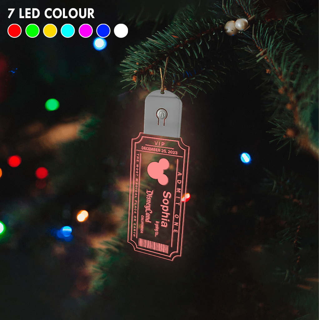 Personalized LED Acrylic Christmas Ornament with Mouse Design