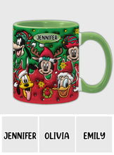 Load image into Gallery viewer, Personalized Christmas Mouse Accent Mug Custom Name Gift

