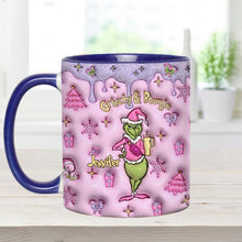 Load image into Gallery viewer, Personalized Grinchy &amp; Bougie Accent Mug Custom Name Gift for Christmas
