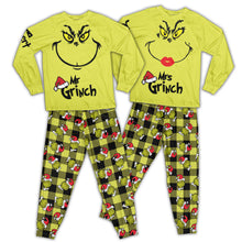 Load image into Gallery viewer, Personalized Grinch Couple Pajamas Set for Christmas | Custom Name

