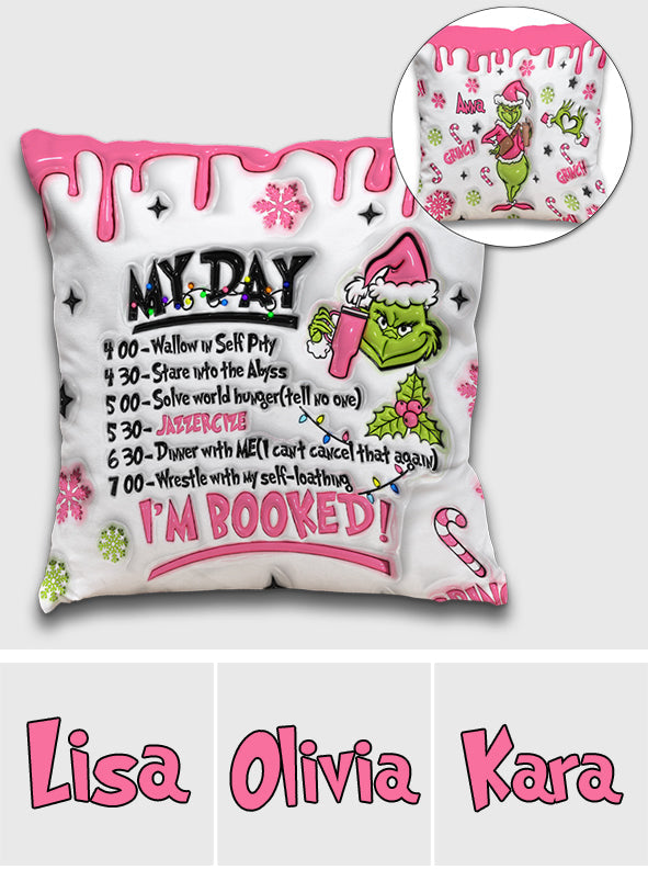 Personalized Grinch Christmas Throw Pillow with Custom Name