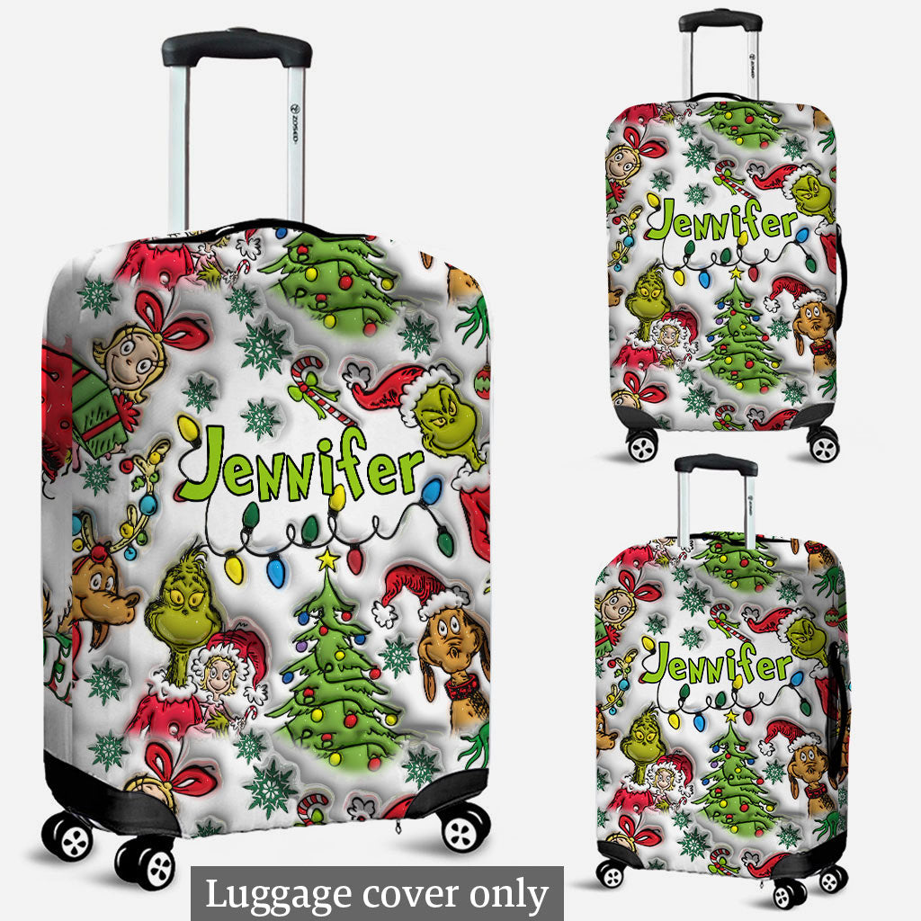 Personalized Christmas Luggage Cover Custom Name Gift Idea