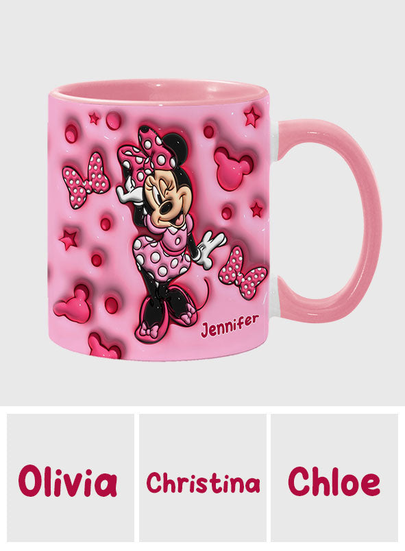 Personalized Pink Minnie Mouse Accent Mug with Custom Name Gift