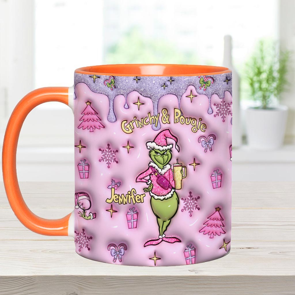 Personalized Grinchy & Bougie Accent Mug Custom Name Gift for Christmas