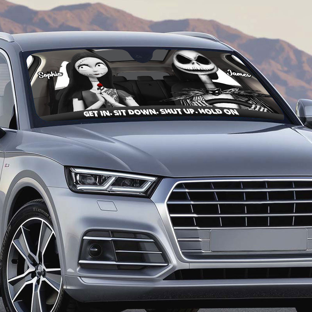 Personalized Nightmare Car Sunshade Custom Names Gift for Couple