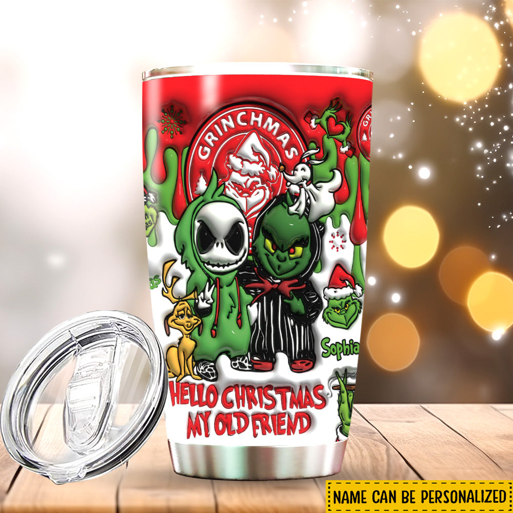 Personalized Grinch Christmas Tumbler with Custom Name Gift
