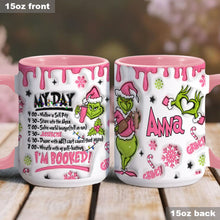 Load image into Gallery viewer, Personalized Christmas Accent Mug with Grinch Design for Hot Cocoa
