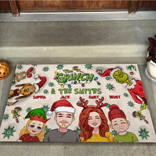 Load image into Gallery viewer, Personalized Grinch Family Doormat Custom Holiday Decor
