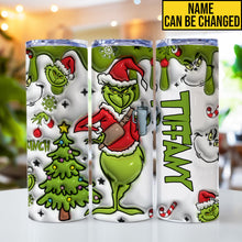 Load image into Gallery viewer, Personalized Grinch Christmas Skinny Tumbler Custom Name Gift
