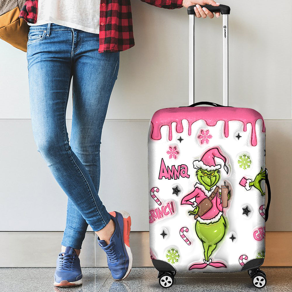 Personalized Christmas Luggage Cover Custom Name Grinch Design