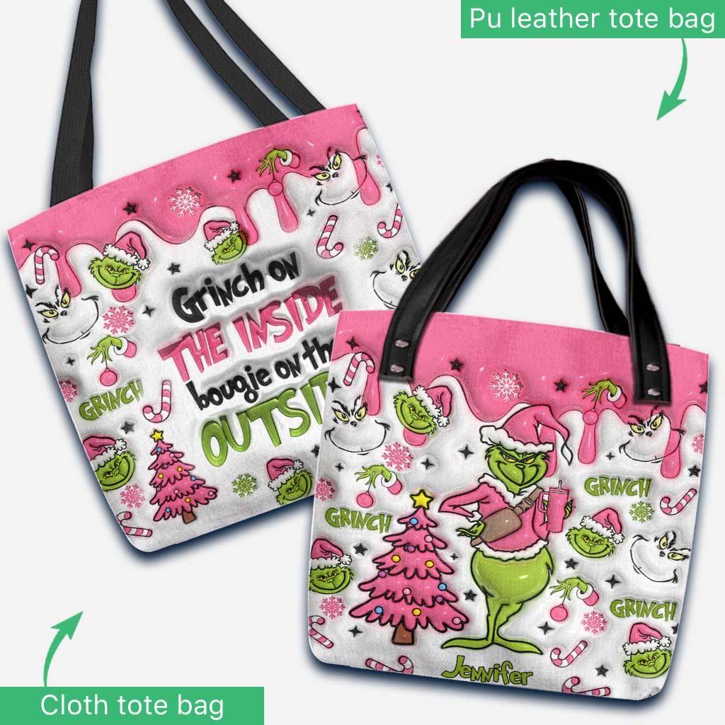 Personalized Grinch Tote Bag Custom Name Christmas Gift