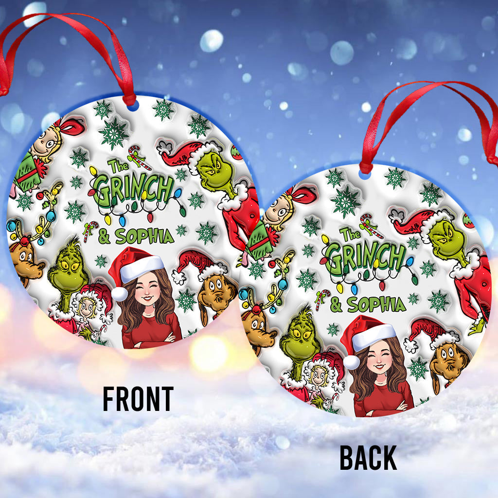 Personalized Grinch Christmas Ornament Custom Name Gift