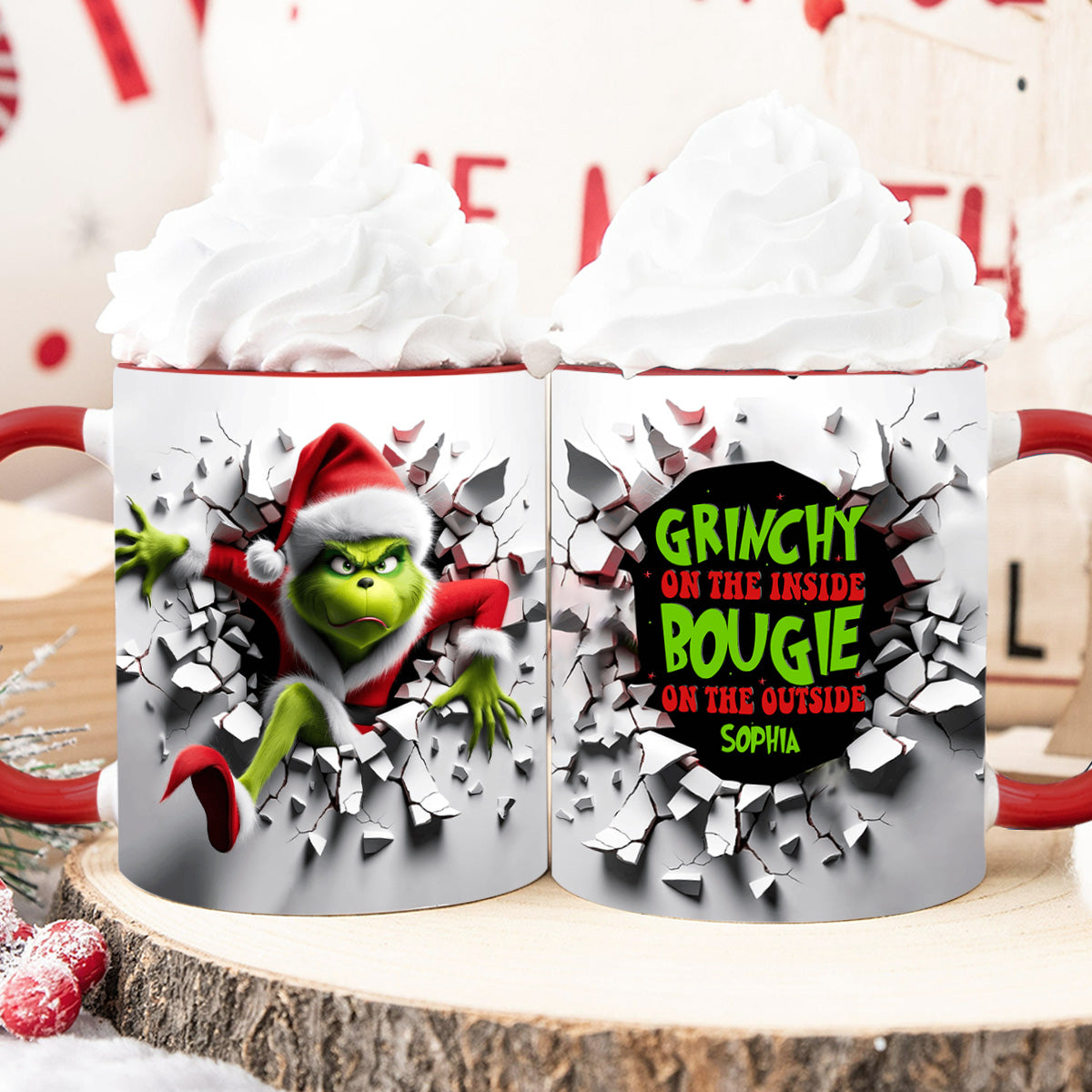 Personalized Christmas Accent Mug with Grinch Design for Holiday Gifts