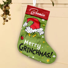 Load image into Gallery viewer, Personalized Grinch Christmas Stocking Custom Name Holiday Decor
