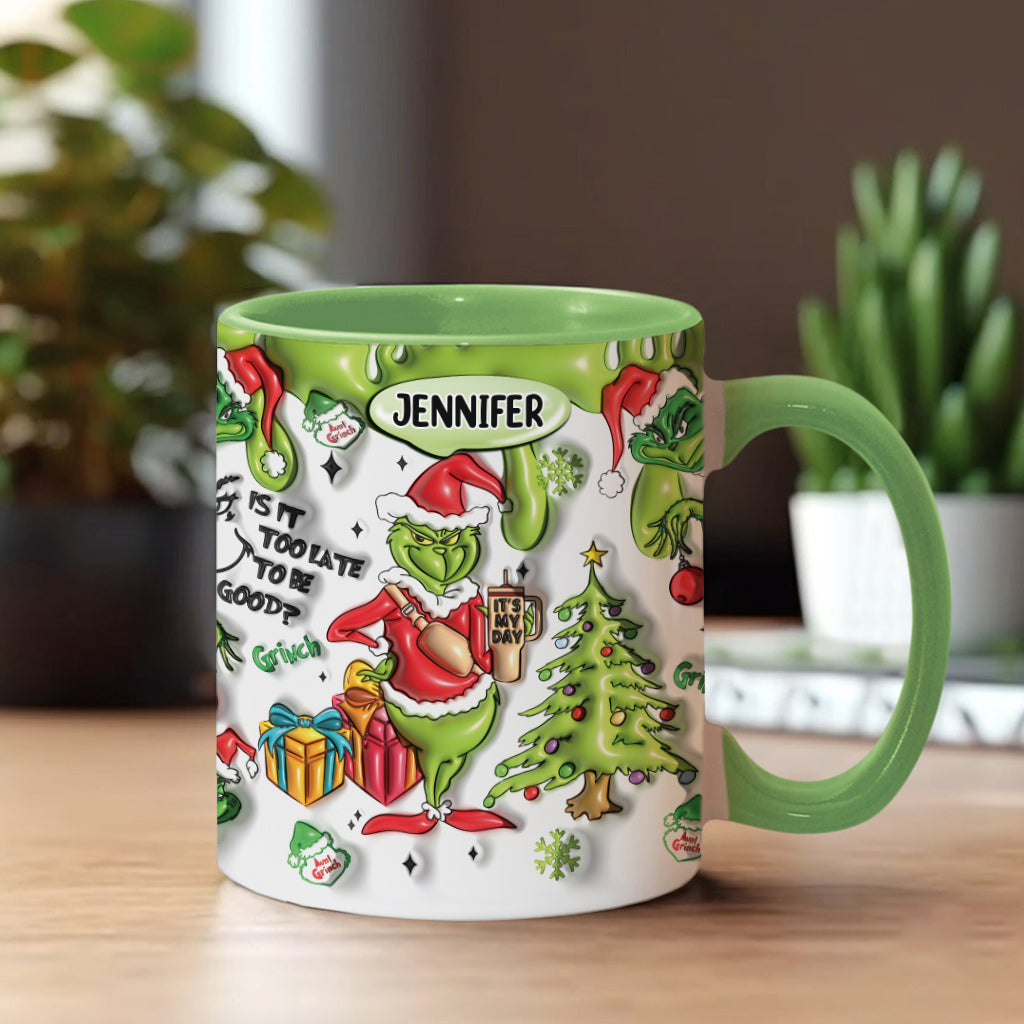 Personalized Grinch Accent Mug Custom Name Christmas Gift