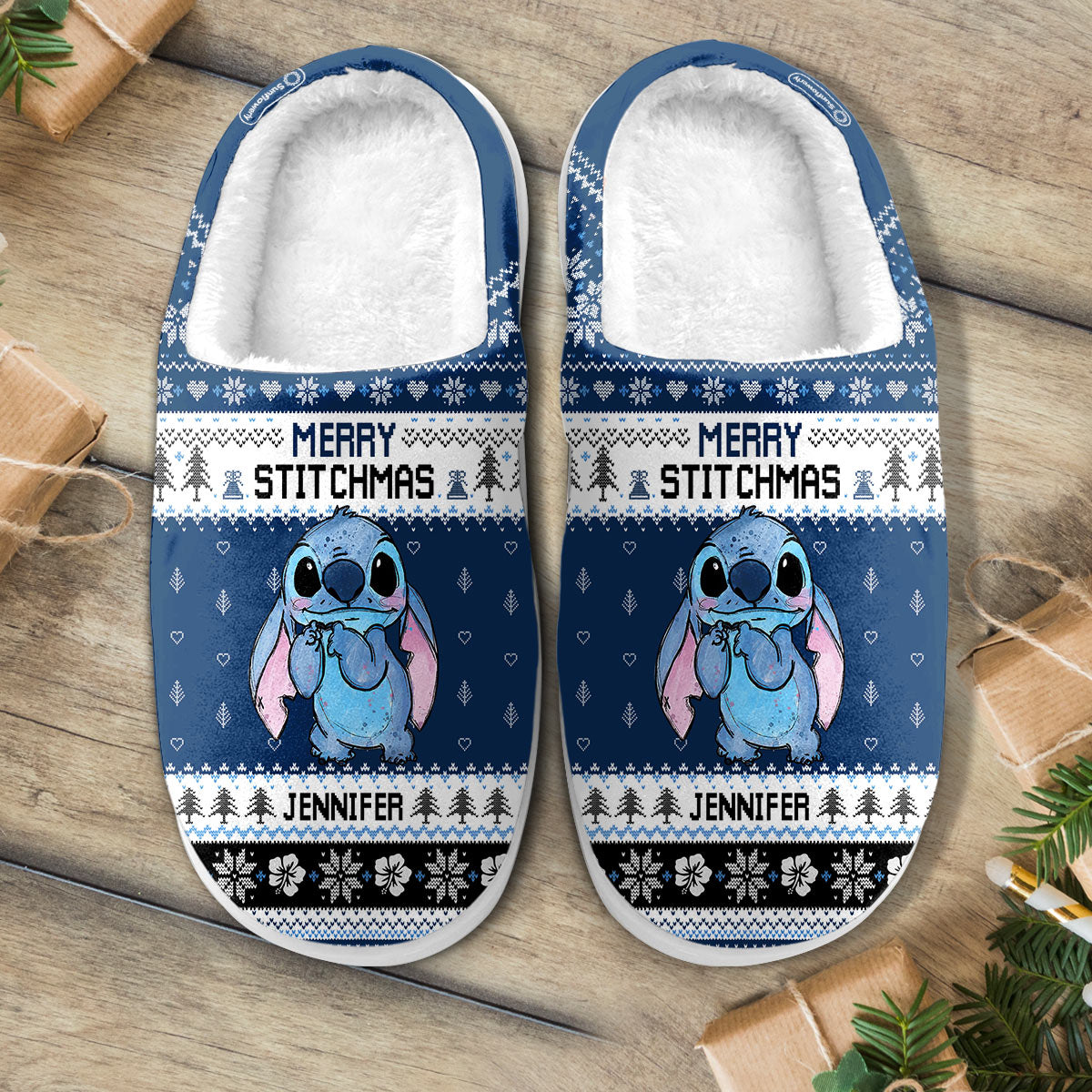 Personalized Ohana Slippers with Custom Name for Christmas Gift